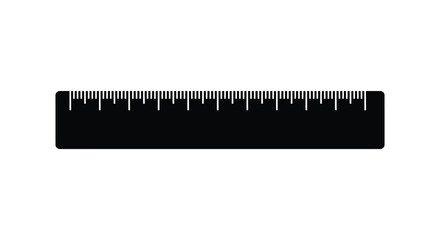 Black Ruler With Measurement Markings Against A White Background Silhouette measuring © Nasokon