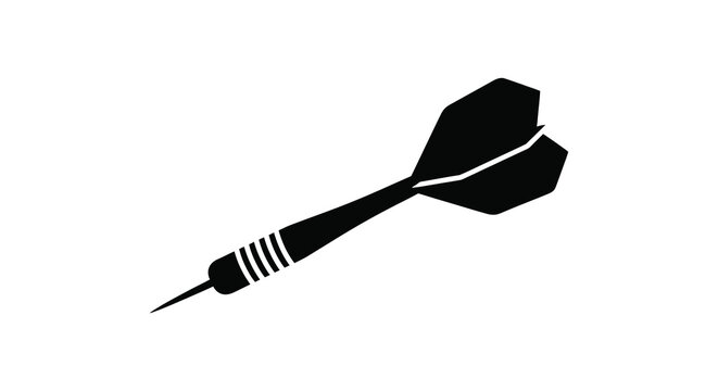 Black dart with grooved shaft and flights a simple silhouette darts