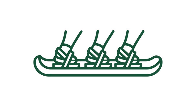 Illustration of a canoe with paddlers in motion.