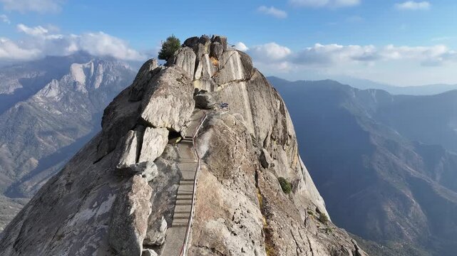 Aerial view of Moro Rock in Sequoia National Park, USA