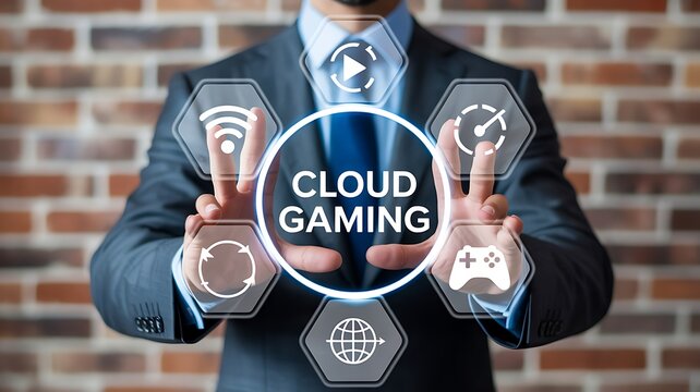 Cloud gaming technology and online digital entertainment concept