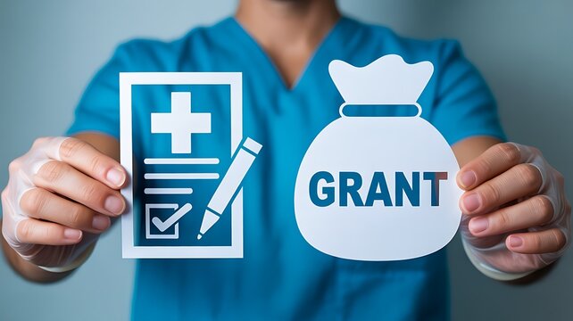 Grant funding support concept with application form and financial assistance