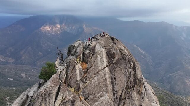 Aerial view of Moro Rock in Sequoia National Park, USA