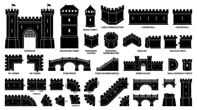 Black castle wall building blocks.