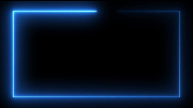 Glowing purple neon rectangular border frame overlay animation, Minimalist white neon glowing rectangular frame animation on black background,
white laser effect neon glowing frame background. 