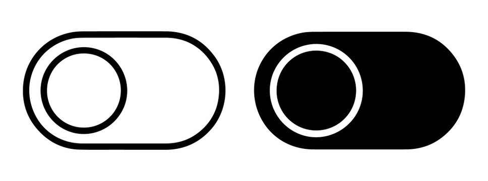 Toggle switch slider icon flat vector symbol with rounded button control for on off state minimal modern design isolated on transparent background png
