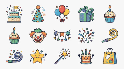 Fototapeta premium Celebration Party Icons Collection.