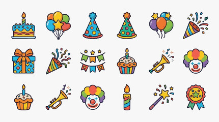 Fototapeta premium Celebration Party Icons Collection.