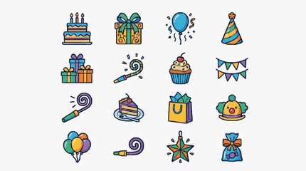 Naklejka premium Celebration Party Icons Collection.