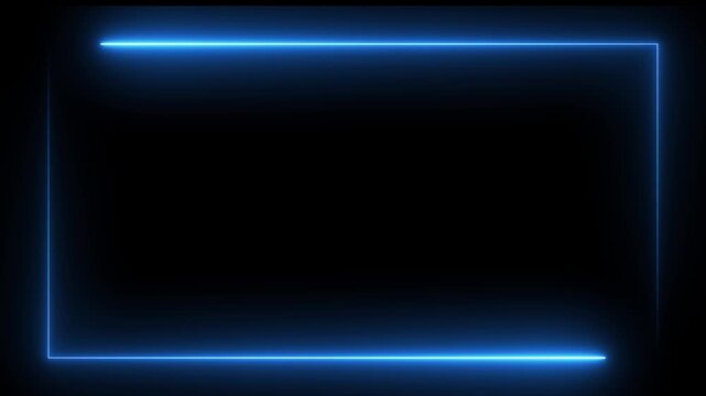 Glowing purple neon rectangular border frame overlay animation, Minimalist white neon glowing rectangular frame animation on black background,
white laser effect neon glowing frame background. 
