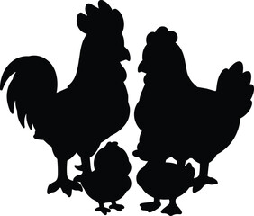 Chicken Family Silhouette Vector Illustration © STOCK EXPERT