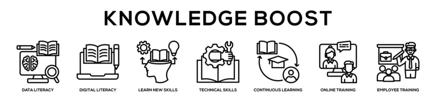 Knowledge Boost web banner icon illustration concept
