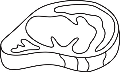 Obraz premium A detailed black and white illustration of a raw, marbled beef steak, ready for cooking, showcasing its texture and cut