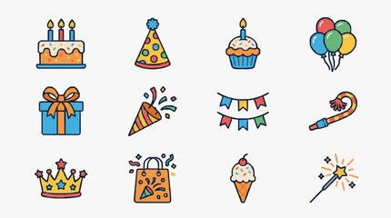 Fototapeta premium Celebration Party Icons Set.