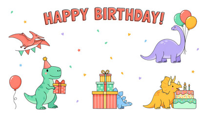 Colorful cartoon dinosaurs and animals playing together in a fun outdoor setting Vector © MSTHALIMA