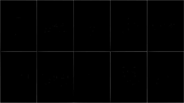 Speech Bubbles in a 2x5 Grid with Dots Representing Conversation or Messages Featuring Communication, Design, Illustration