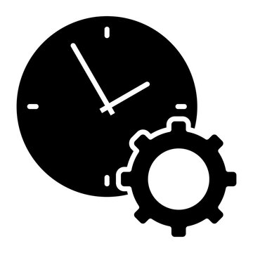 Clock settings icon vector. Time adjustment illustration sign. Clock configuration symbol. Time setup logo or mark.
