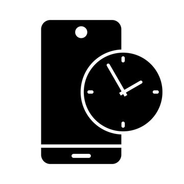 Phone time synchronization icon vector. Mobile clock sync illustration sign. Automatic time update symbol. Smartphone time logo or mark.