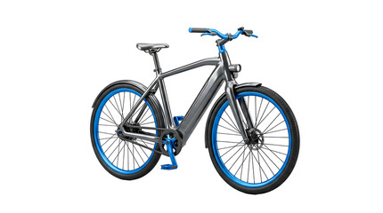 Fototapeta premium Modern Electric Bicycle with Blue Accents on Transparent Background