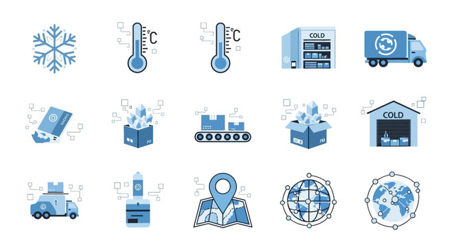 Logistics and supply chain management icons.