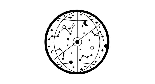 Astrology zodiac wheel chart symbols.