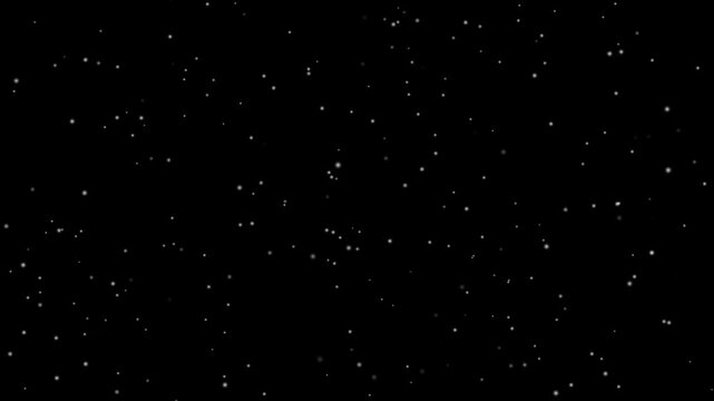 Traveling through among beautiful star glow fields flying in galaxy space star burst light. Twinkling stars background animation with shooting stars on black background. 
 Stars to empty space.