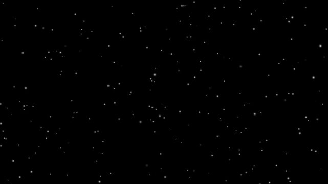 Traveling through among beautiful star glow fields flying in galaxy space star burst light. Twinkling stars background animation with shooting stars on black background. 
 Stars to empty space.