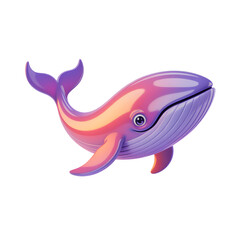 Pink Whale Swimming on White Background © Baloch