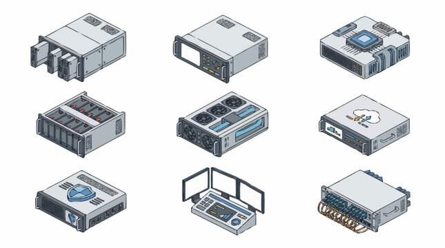 Collection of modern computer hardware components isolated.