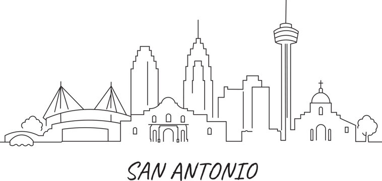 Simple line art captures San Antonio's iconic skyline