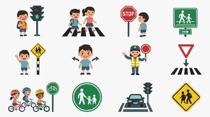 Fototapeta premium Children Learning Pedestrian Traffic Rules.