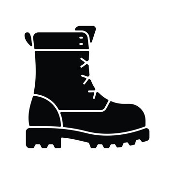 Black combat boot, side view
