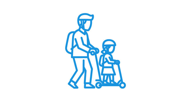 Man pushing child in stroller illustration.