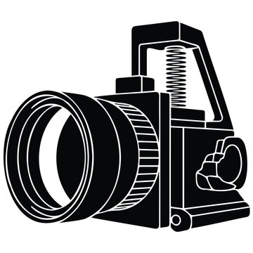 Camera equipment silhouette vector icon for professional photography studio.