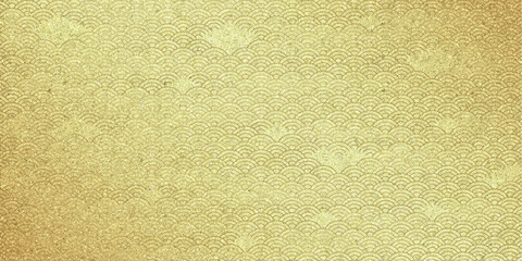 Luxurious vector gold japanese seigaiha gold background with an elegant seamless wave pattern, perfect for packaging, festive artwork, and decorative design projects. © mei
