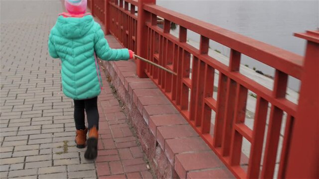 Beautiful little girl having fun plays
