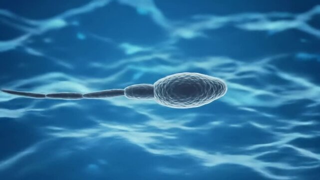 Detailed Animation of a Sperm Cell Swimming in a Fluid Environment with High Refractive Index for Biological and Medical Research Use