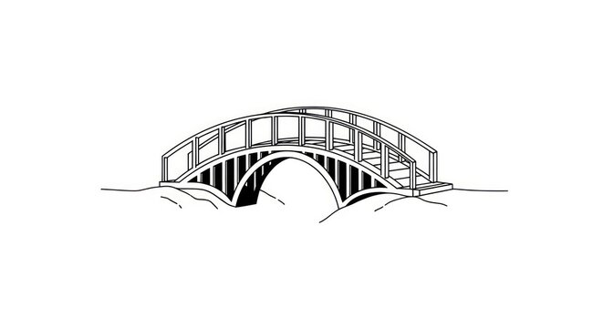 Black and white bridge illustration.