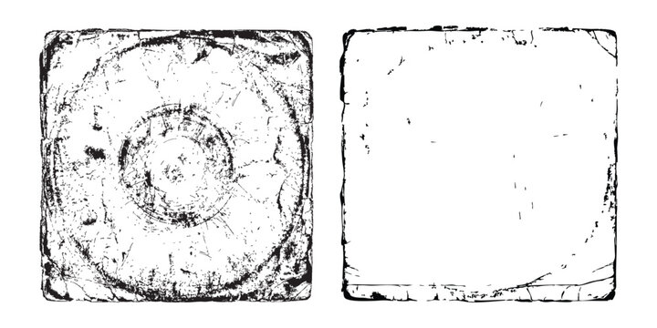 Vintage vinyl record sleeve textures with grunge paper overlay and ring wear