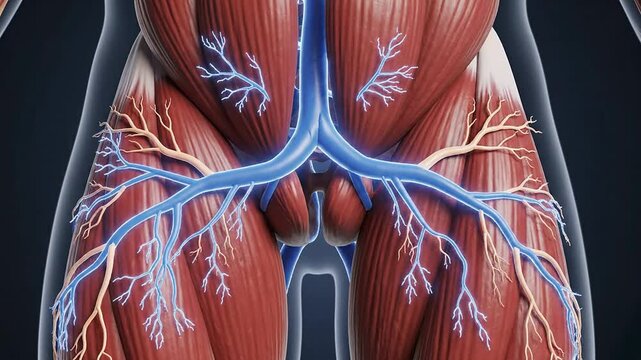 Detailed Psoas Muscle Anatomy Showing Lumbar Plexus Nerves Weaving Through Muscles In 4K 3D Visualization