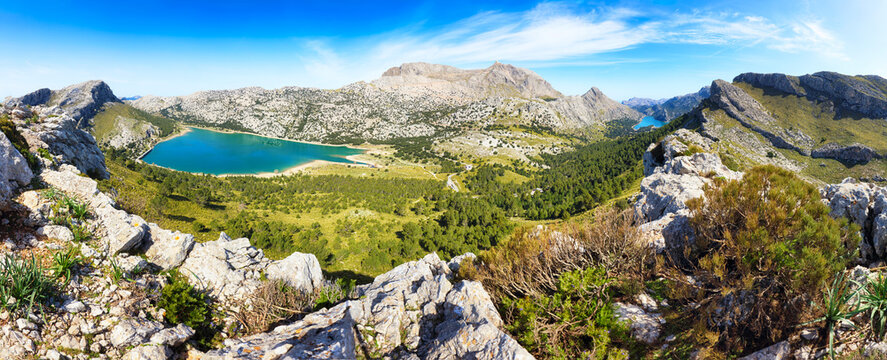 Mountain landscape panorama in mountain Sierra de Tramontana in Mallorca, Spain