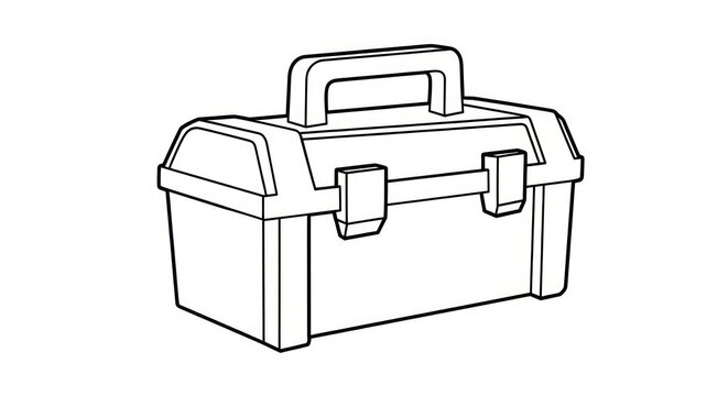 Black and white toolbox illustration.