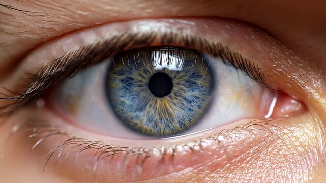 Extreme Close-Up of a Human Iris with Pupil Dilation and Contraction in High Definition Macro Photography