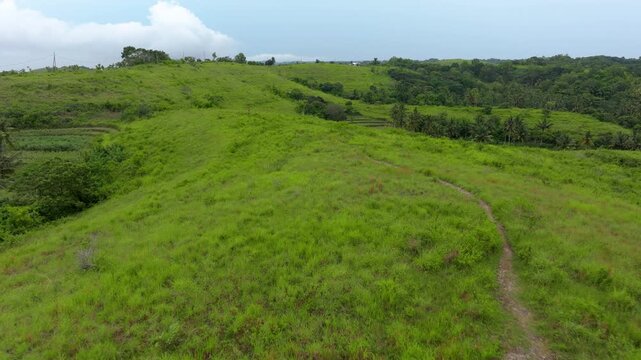Nusa Penida Indonesia Stunning Drone Footage of Teletubbies Hills and Lush Tropical Scenery