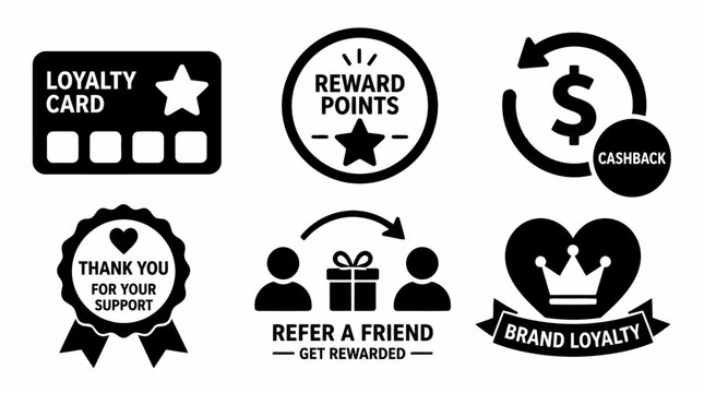 Loyalty and Reward Program Icon Set for Customer Marketing