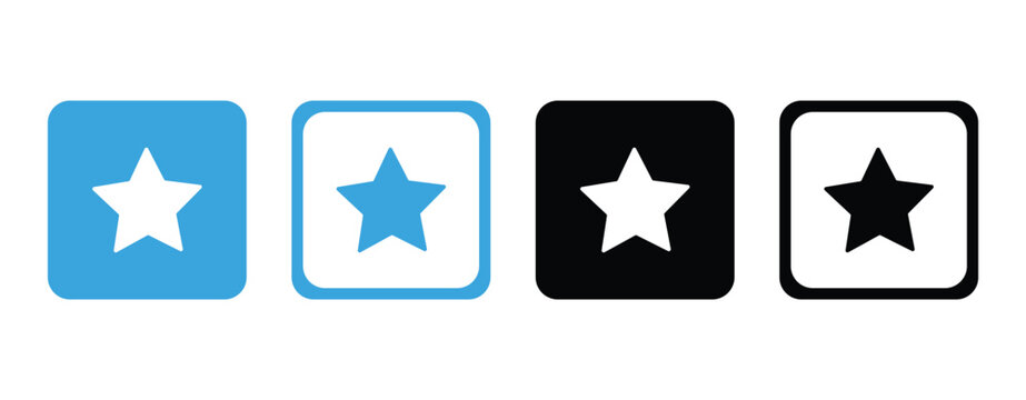 Star Icons With Rounded Square Backgrounds Flat Vector Illustration Set stars stellar astral icon pictogram