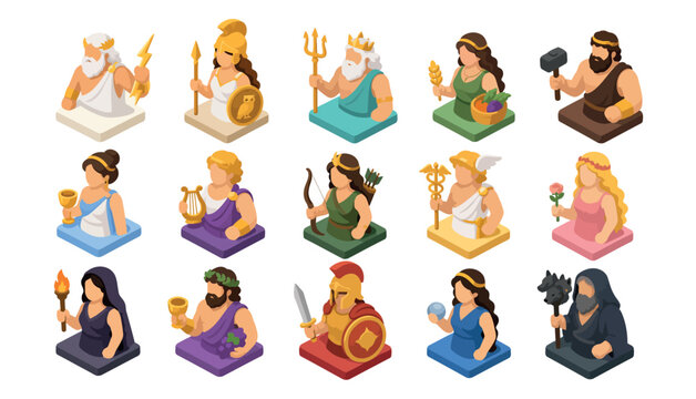 Greek Gods And Goddesses Statues.