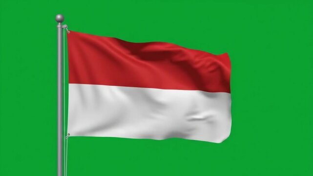 Indonesia National Flag Waving Proudly on Green Screen for Patriotic Celebrations