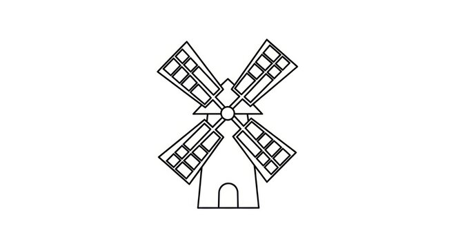 Simple black and white windmill icon.