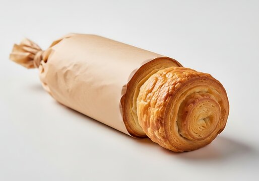 A gourmet salami sausage link wrapped in brown paper tied with a string